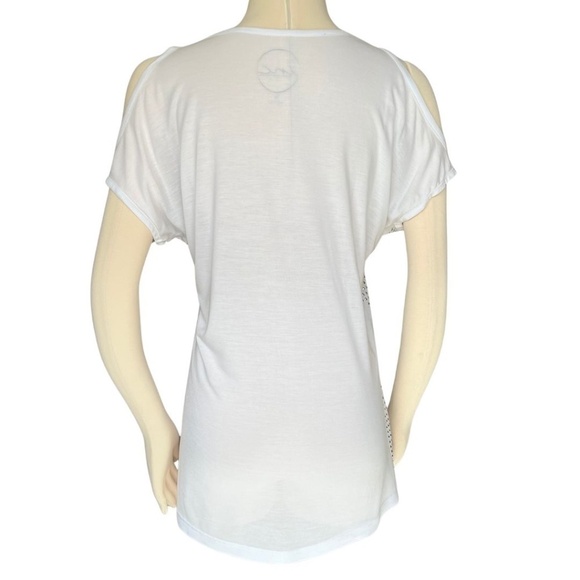 INC International Concepts White Ruffle Front Blouse With Rhinestone Buttons NWT - Picture 6 of 11